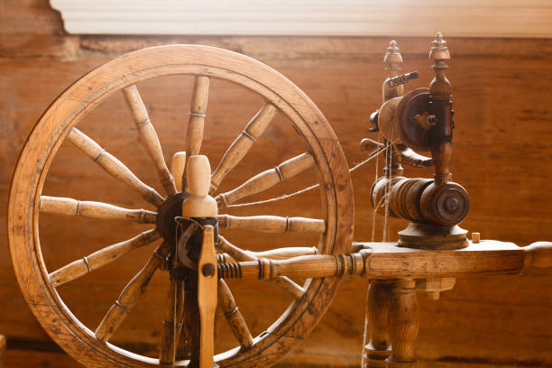 istock Oldfashioned wooden distaff, spindle, spinning wheel 1083707952