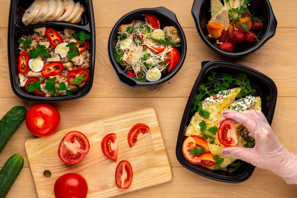 istock Healthy lunch preparation, top view 1083723224