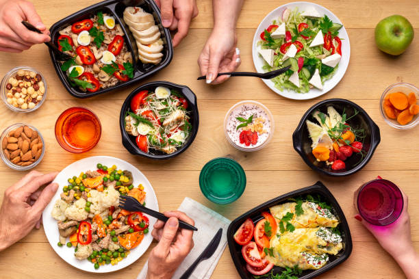 istock Healthy lunch time concept, top view 1083723302