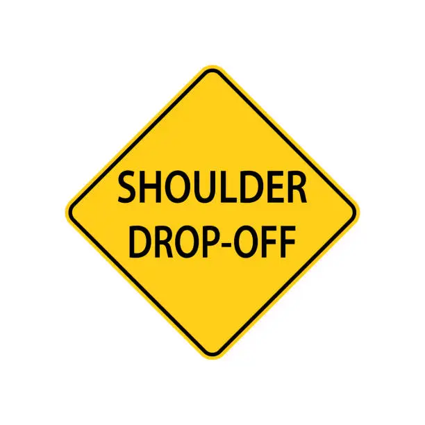 Vector illustration of USA traffic road sign. The shoulder is lower then the travel lane . vector illustration