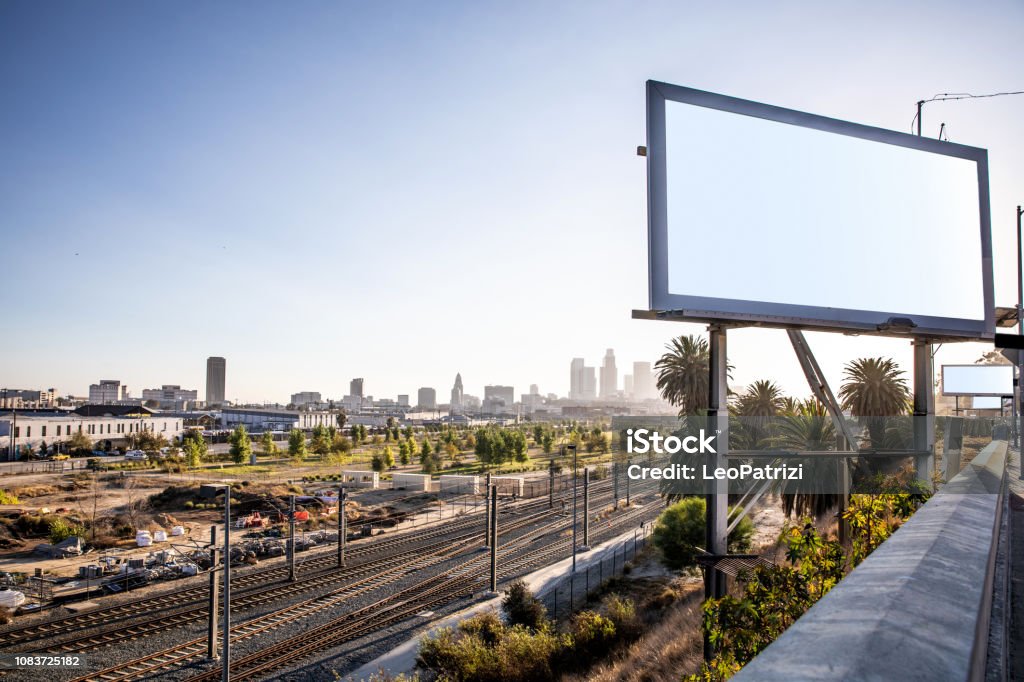 Los Angeles skyscrapers in downtown Billboard Stock Photo