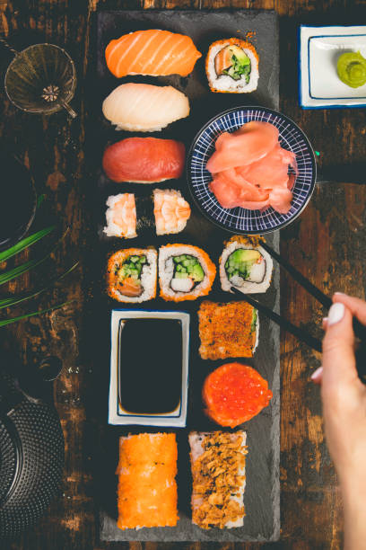 istock Flat-lay of sushi set 1083725336