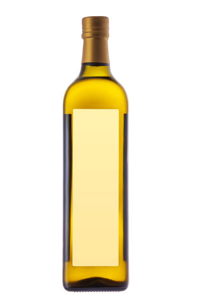 garrafa de azeite extra virgem para salada e cozinhar isolado no fundo branco - cooking oil extra virgin olive oil olive oil bottle - fotografias e filmes do acervo