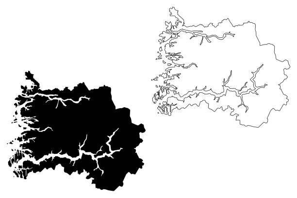 ソグン ・ フィヨーラネ県地図ベクトル - sogn og fjordane county点のイラスト素材／クリップアート素材／マンガ素材／アイコン素材