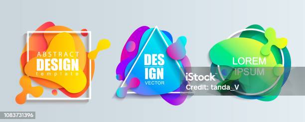 Set Of Liquid Gradient Color Geometric Shapes Stock Illustration - Download Image Now - Shape, Backgrounds, Creativity