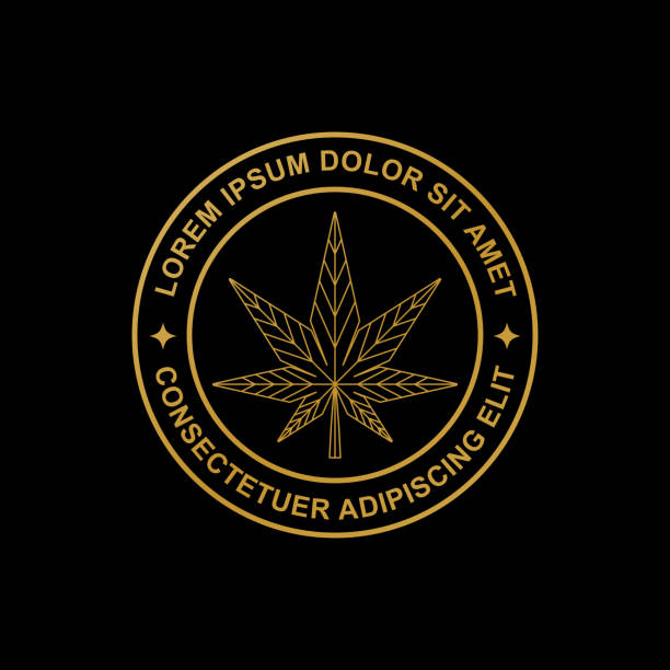 marijuana vector design marijuana line art leaf symbol, design outline weed stamp stock illustrations