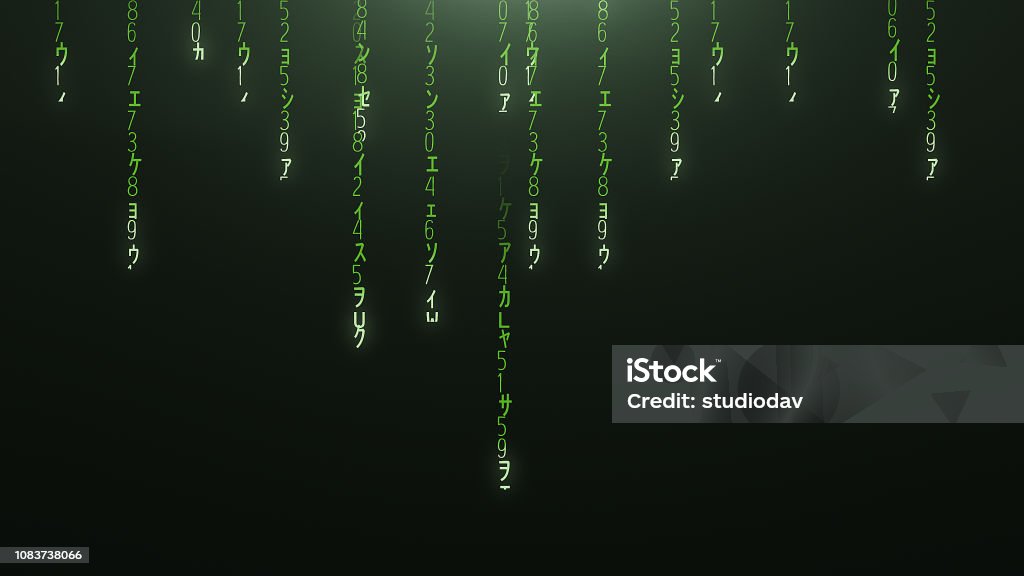 Green Falling Red Matrix Code Stock Photo - Download Image Now ...