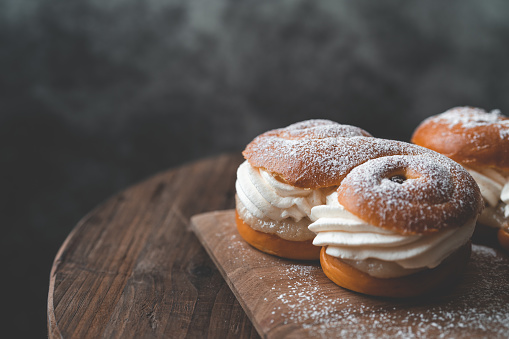 A traditional Swedish Christmas dessert called Lussesemla. It's a mix between the two seasonal desserts Semla and Lussebulle.