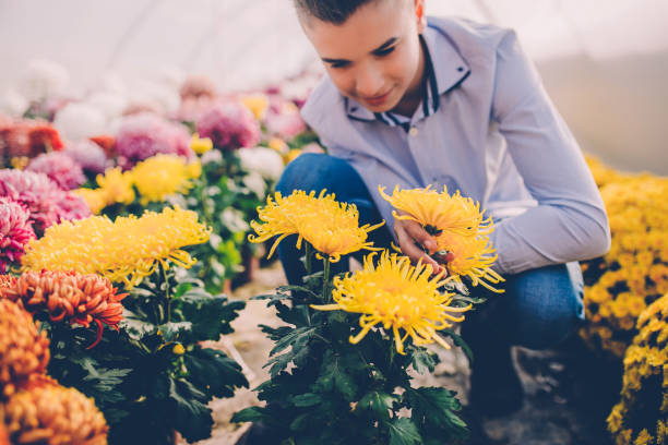istock The boy cares about the flowers. 1083740826