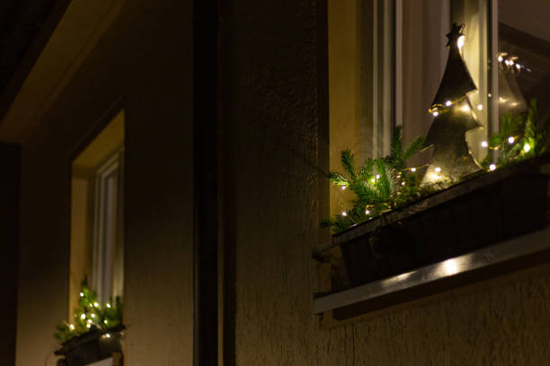 istock xmas decoration of facade and windows with led lights 1083743160