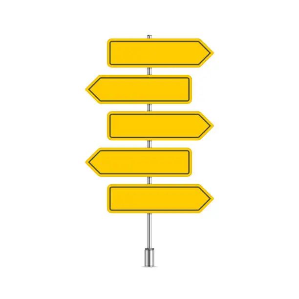 Vector illustration of Set of yellow signpost.