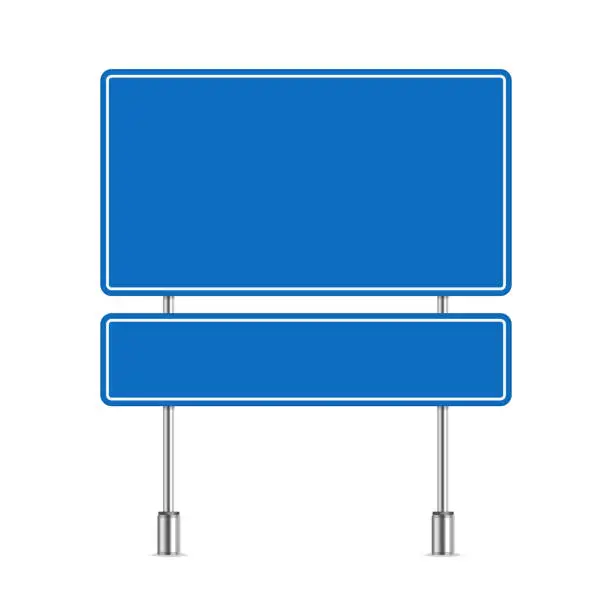 Vector illustration of Blank blue road sign.