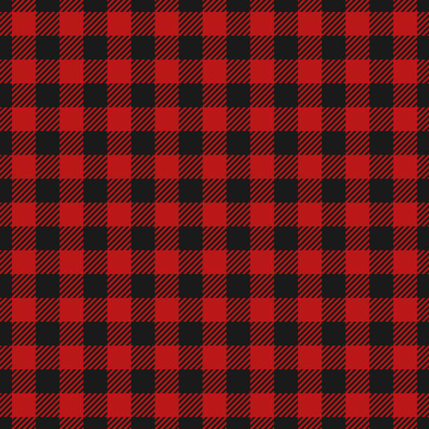 ilustraciones, imágenes clip art, dibujos animados e iconos de stock de patrón de leñador rojo. - plaid tartan scottish culture celtic culture