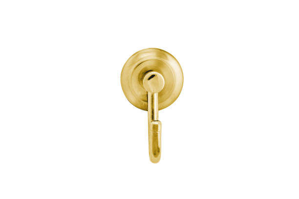 istock Golden Metal hanger (wall, hanger, hook) isolated on white 1083755450