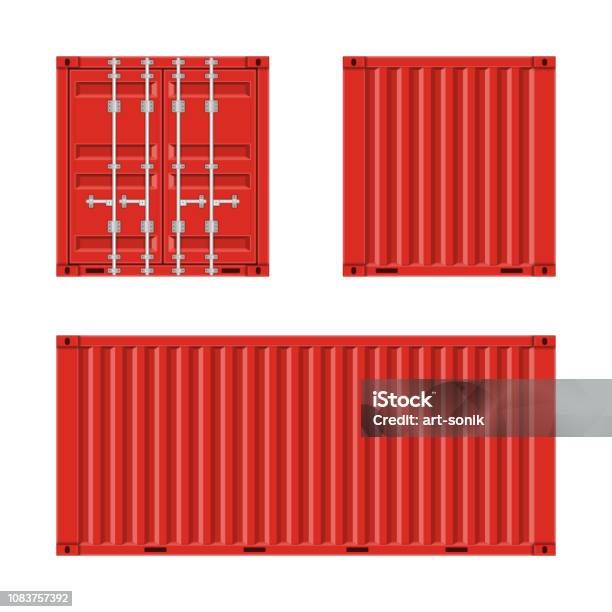 Vector Cargo Container Stock Illustration - Download Image Now - Large ...