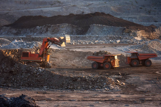 istock High Angle View Of Trucks At Construction Site 1083766552