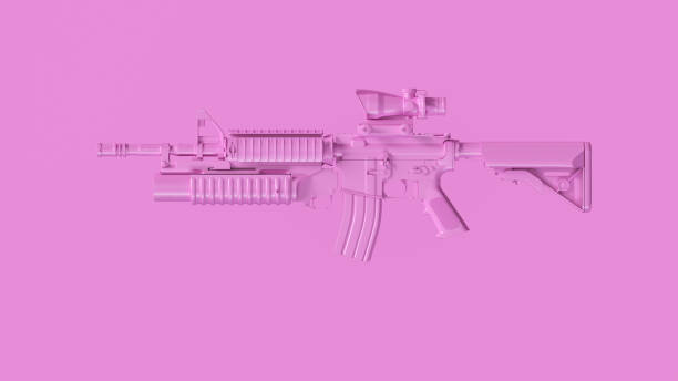 istock Pink Modern Rifle with a Scope and Grenade Launcher 1083769750
