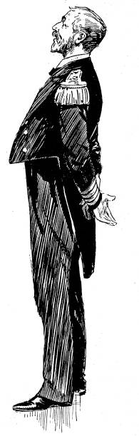 istock Victorian black and white illustration of a naval officer in his mess uniform with epaulettes. 19th century life at sea for sailors of the British navy; The Navies & Armies of the World 1898 1083775906