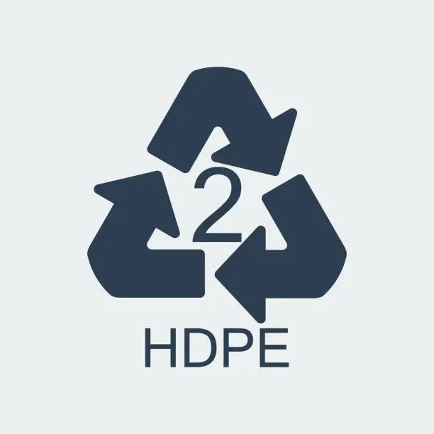 Vector illustration of Plastic recycling symbol HDPE 2,Wrapping Plastic, Label. Vector Illustration