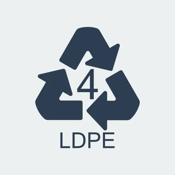 Vector illustration of Plastic recycling symbol LDPE 4,Wrapping Plastic, Label. Vector Illustration