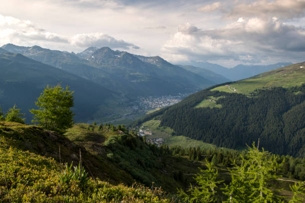 istock Davos, switzerland, beautiful summer sunset aerial panorama. 1083788448