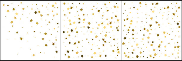 istock Gold star confetti celebrations. Simple festive modern design. Holiday vector. Set 3 in 1 1083797078