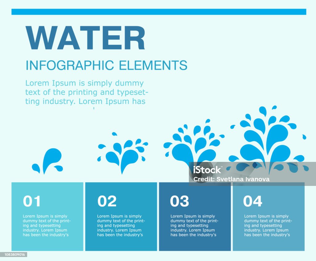 Process Design Blue Water Blue Design Elements Process Chart 4 Steps Options Parts Or ...