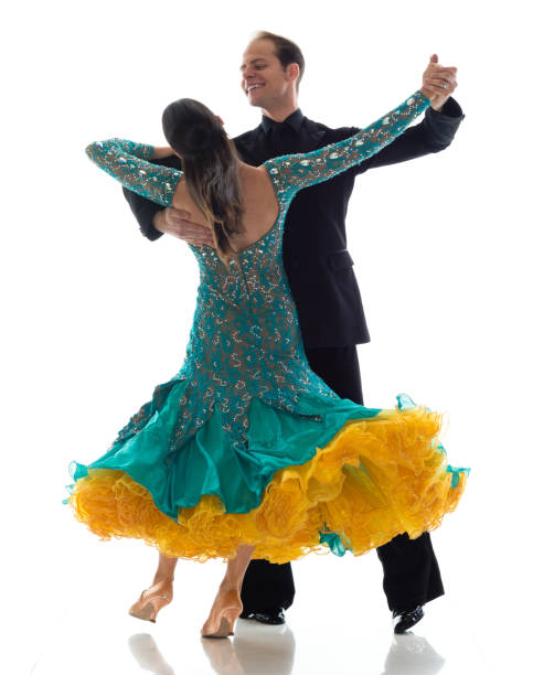 istock Ballroom dancers on whit background 1083811326
