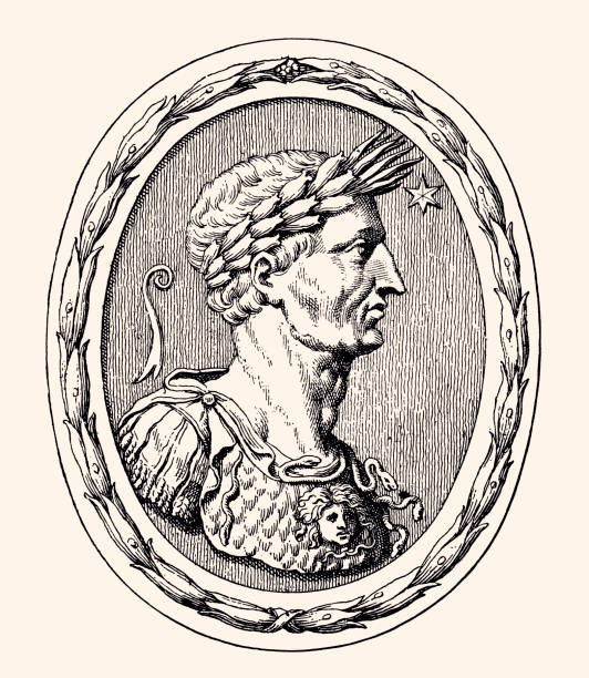 JULIUS CESAR PORTRAIT OF JULIUS CESAR BY SELMAR HESS PUBLISHER IN 1894.
Gaius Julius Caesar was a Roman politician, military general, and historian who played a critical role in the events that led to the demise of the Roman Republic and the rise of the Roman Empire. julius caesar bust stock illustrations