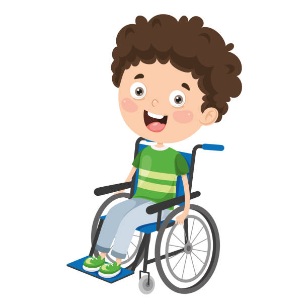 векторная иллюстрация детей-инвалидов - insurance physical injury transportation healthcare and medicine stock illustrations