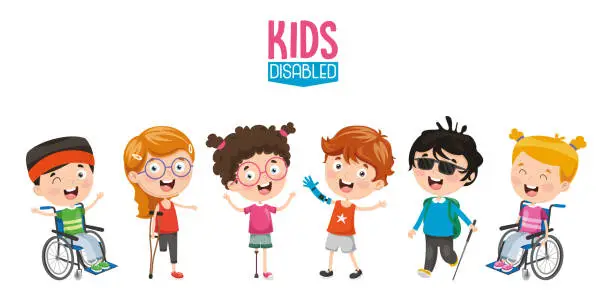 Vector illustration of Vector Illustration Of Disabled Kids