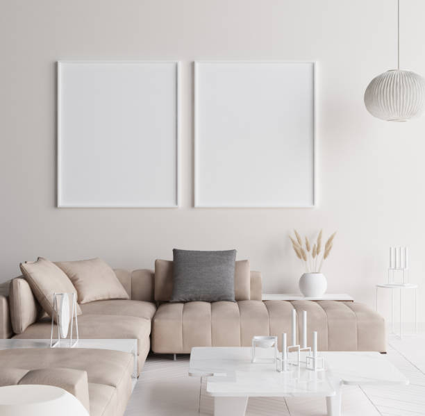 istock Mock up poster frame in modern home interior. Scandinavian style 1083825864