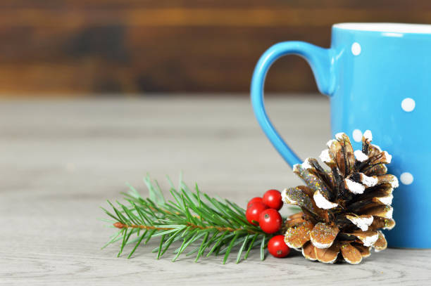 istock Christmas coffee and natural Christmas decoration 1083826306