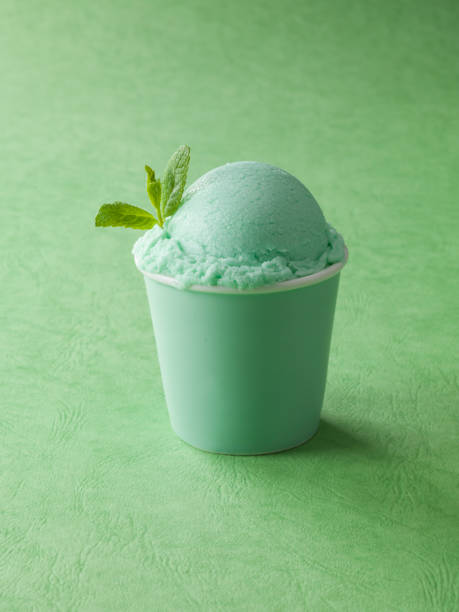 Sweet Homemade Mint Ice Cream with fresh mint leaf.