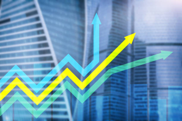 Financial growth arrows graph. Investment and trading concept.