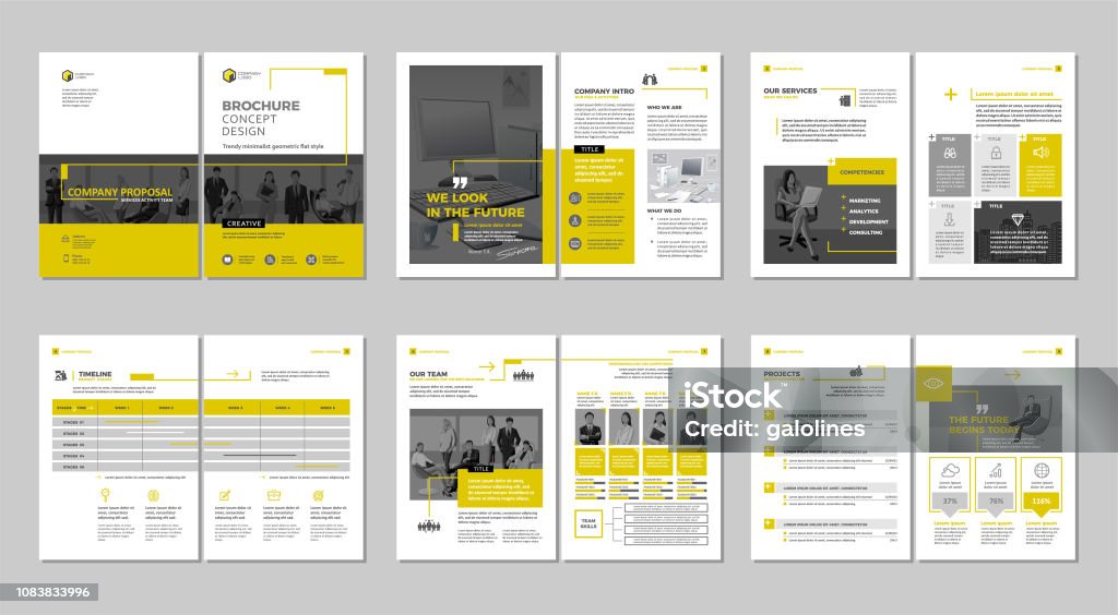 Brochure creative design. Multipurpose template, include cover, back and inside pages. Vertical a4 format. Trendy minimalist flat geometric design. Brochure stock vector Brochure creative design. Multipurpose template, include cover, back and inside pages. Vertical a4 format. Trendy minimalist flat geometric design. Brochure stock vector