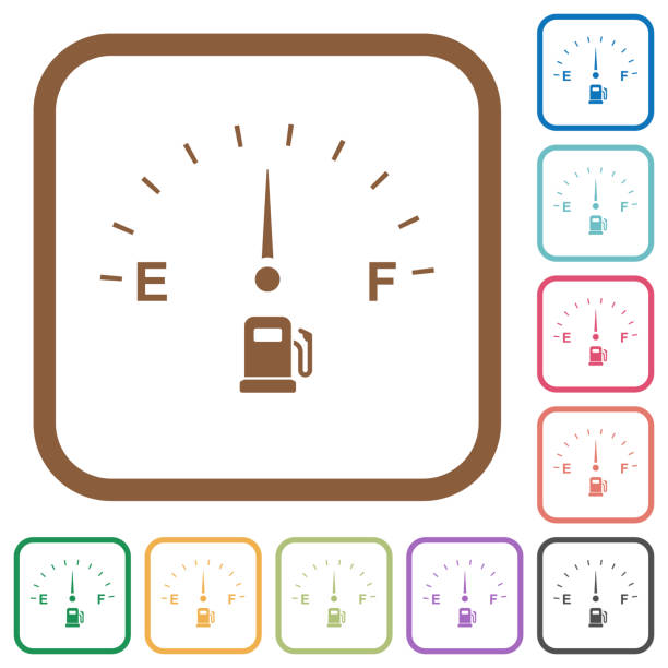 wskaźnik paliwa proste ikony - gas gauge full empty stock illustrations