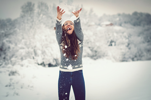 Switzerland, Jumping, Scandinavian Culture, Snow, Women