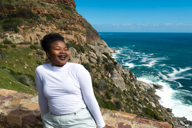 Woman using a cell phone in South Africa