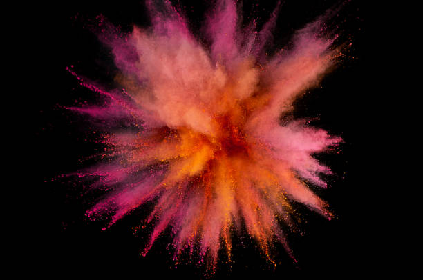 istock Colored powder explosion. Abstract closeup dust on backdrop. Colorful explode. Paint holi 1083865532