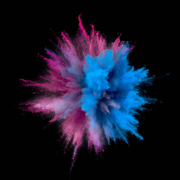 istock Colored powder explosion. Abstract closeup dust on backdrop. Colorful explode. Paint holi 1083865592