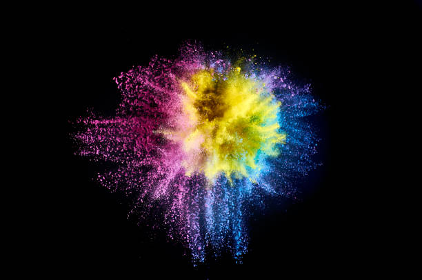 istock Colored powder explosion. Abstract closeup dust on backdrop. Colorful explode. Paint holi 1083868694