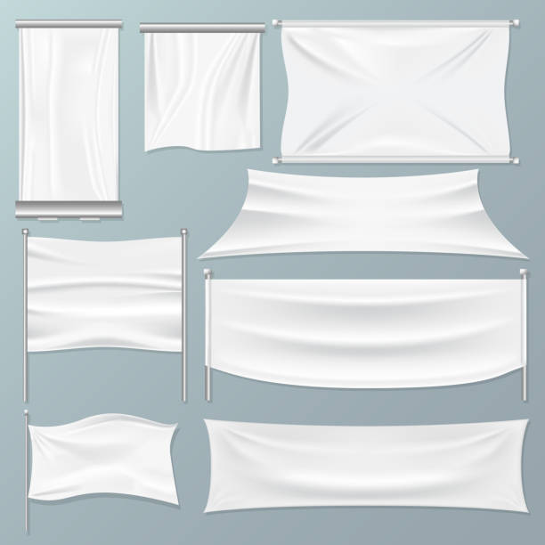 istock White textile advertising banners on an Isolated background. Realistic mockup 1083868856