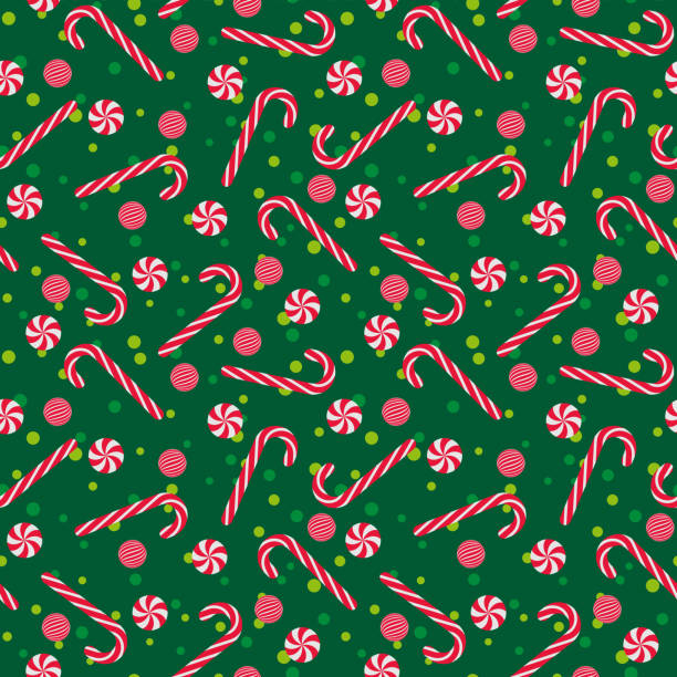 ilustrações de stock, clip art, desenhos animados e ícones de peppermint candy seamless pattern - stick of hard candy candy cane candy peppermint