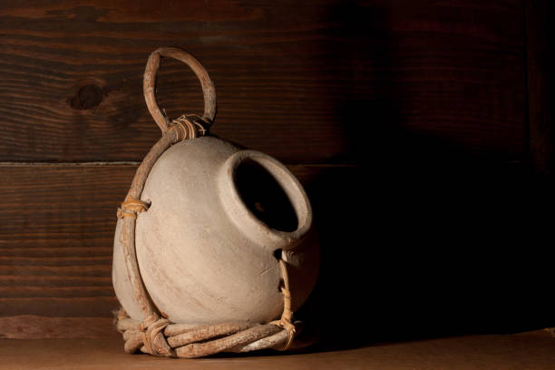 jarro de barro e galho birdhouse - jug water pottery clay - fotografias e filmes do acervo