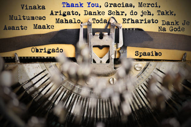 istock Thank you in different languages typed by retro typewriter 1083890548