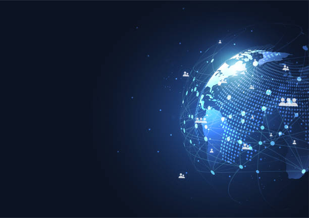 istock Global network connection. World map point and line composition concept of global business. Vector Illustration 1083893416