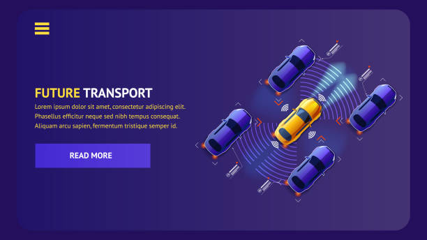 ilustrações de stock, clip art, desenhos animados e ícones de future innovation transport vector illustration. - road top view