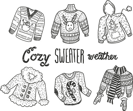 Winter Christmas Knitted Sweaters Set Stock Illustration - Download ...