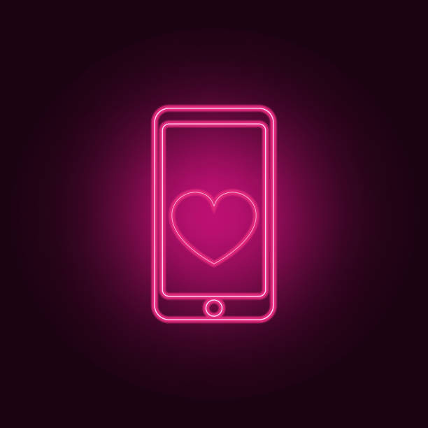istock mobile phone with heart icon. Elements of Valentine in neon style icons. Simple icon for websites, web design, mobile app, info graphics 1083923668